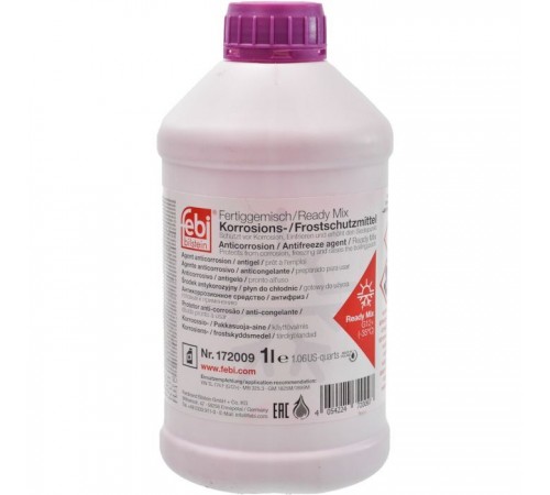 Антифриз Febi G12+ 1л фиолетовый -35C (172009FE) Антифриз Febi G12+ 1л фиолетовый -35C (172009FE)