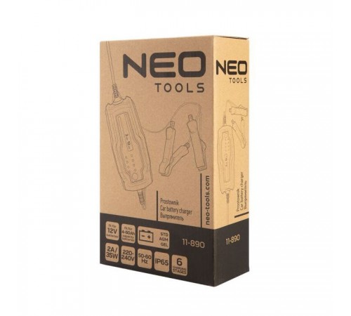 Зарядное устройство для автомобильного аккумулятора Neo Tools 2А/35Вт, 4-60Ач, для кислотных/AGM/GEL (11-890) Зарядное устройство для автомобильного аккумулятора Neo Tools 2А/35Вт, 4-60Ач, для кислотных/AGM/GEL (11-890)