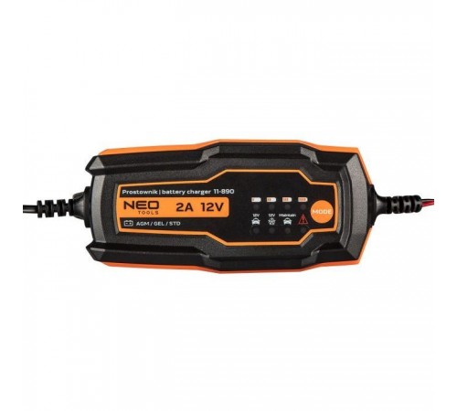 Зарядное устройство для автомобильного аккумулятора Neo Tools 2А/35Вт, 4-60Ач, для кислотных/AGM/GEL (11-890) Зарядное устройство для автомобильного аккумулятора Neo Tools 2А/35Вт, 4-60Ач, для кислотных/AGM/GEL (11-890)