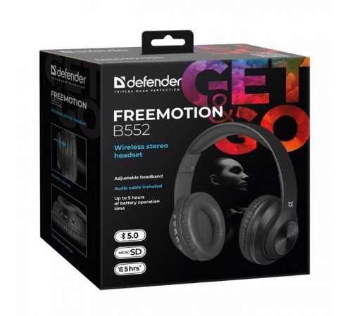 Наушники Defender FreeMotion B552 Bluetooth Black (63552) Наушники Defender FreeMotion B552 Bluetooth Black (63552)