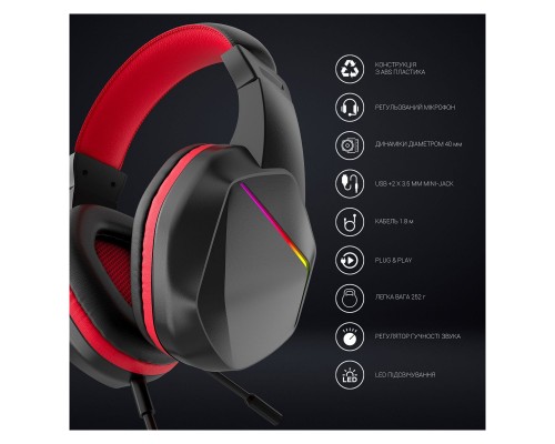 Наушники GamePro HS311 RGB Black/Red (HS311) Наушники GamePro HS311 RGB Black/Red (HS311)