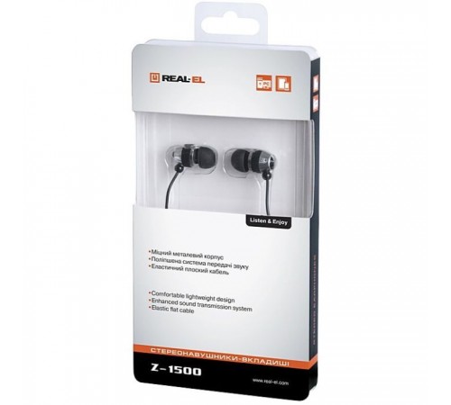 Наушники REAL-EL Z-1500 Mobile Black (EL124100034) Наушники REAL-EL Z-1500 Mobile Black (EL124100034)