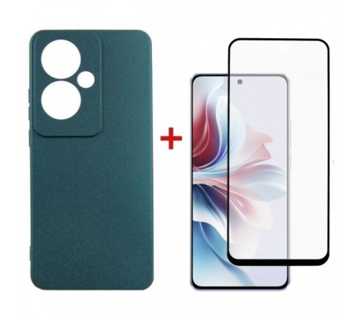 Чохол до мобільного телефона Dengos Oppo Reno 11F + glass Green (DG-KM-96) Чохол до мобільного телефона Dengos Oppo Reno 11F + glass Green (DG-KM-96)