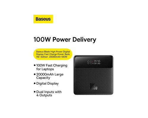 Батарея универсальная Baseus Blade 20000mAh 100W OE, black (PPBL000301) Батарея универсальная Baseus Blade 20000mAh 100W OE, black (PPBL000301)