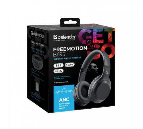 Наушники Defender FreeMotion B695 Bluetooth ANC Black (63695) Наушники Defender FreeMotion B695 Bluetooth ANC Black (63695)