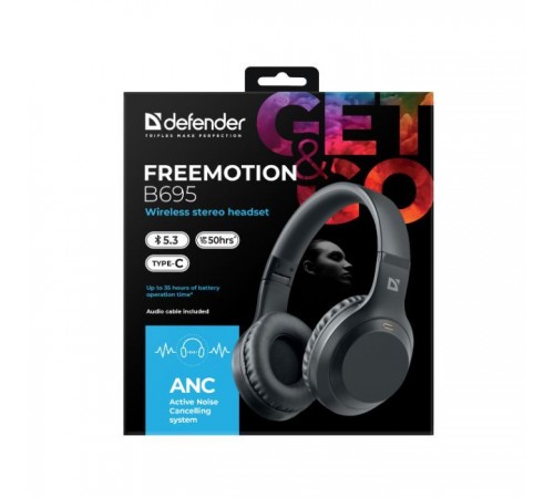 Наушники Defender FreeMotion B695 Bluetooth ANC Black (63695) Наушники Defender FreeMotion B695 Bluetooth ANC Black (63695)