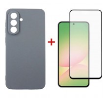 Чохол до мобільного телефона Dengos Kit Samsung Galaxy A56 Carbon + glass (Grey) (DG-KM-138)