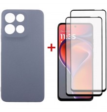 Чохол до мобільного телефона Dengos Motorola G15/G15 Power Carbon + glass 2pcs (Grey) (DG-CTG2P-17)