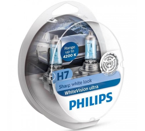 Автолампа Philips H7 WhiteVision Ultra +60% 2шт (12972WVUSM) Автолампа Philips H7 WhiteVision Ultra +60% 2шт (12972WVUSM)
