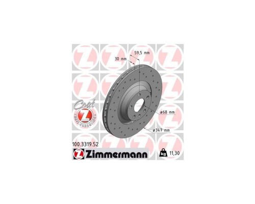 Тормозной диск ZIMMERMANN 100.3319.52 Тормозной диск ZIMMERMANN 100.3319.52