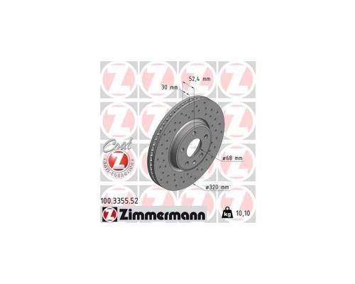 Тормозной диск ZIMMERMANN 100.3355.52 Тормозной диск ZIMMERMANN 100.3355.52
