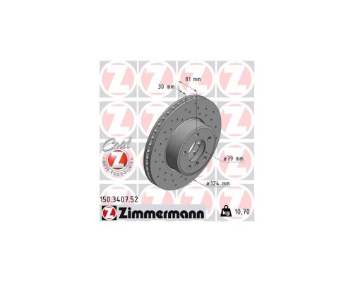 Тормозной диск ZIMMERMANN 150.3407.52 Тормозной диск ZIMMERMANN 150.3407.52