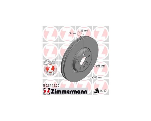 Гальмівний диск ZIMMERMANN 150.3449.20 Гальмівний диск ZIMMERMANN 150.3449.20