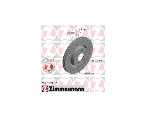 Тормозной диск ZIMMERMANN 280.3189.52 Тормозной диск ZIMMERMANN 280.3189.52