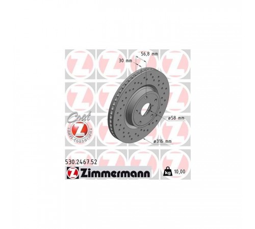 Гальмівний диск ZIMMERMANN 530.2467.52 Гальмівний диск ZIMMERMANN 530.2467.52