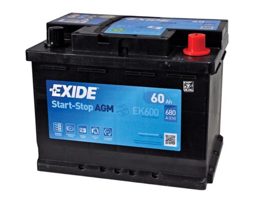 Акумулятор автомобільний EXIDE START-STOP AGM 60A (EK600) Акумулятор автомобільний EXIDE START-STOP AGM 60A (EK600)