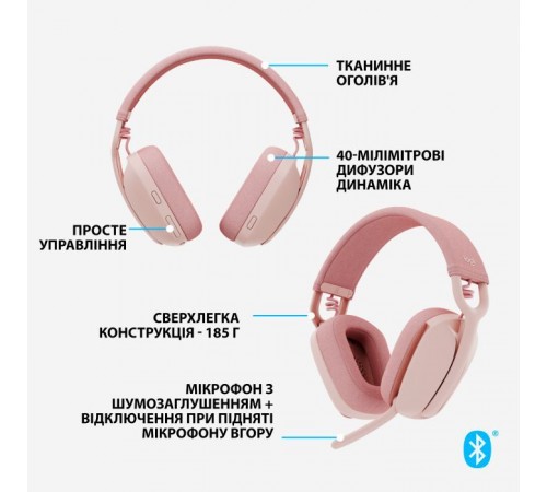 Наушники Logitech Zone Vibe 100 Wireless Rose (981-001224) Наушники Logitech Zone Vibe 100 Wireless Rose (981-001224)