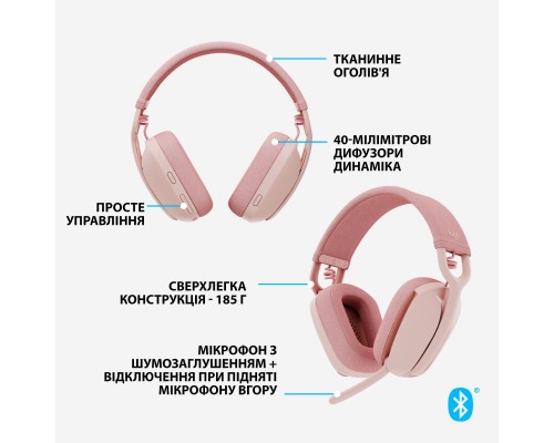 Наушники Logitech Zone Vibe 100 Wireless Rose (981-001224) Наушники Logitech Zone Vibe 100 Wireless Rose (981-001224)