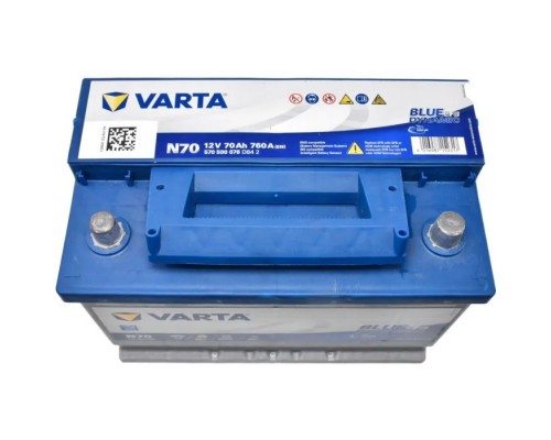 Акумулятор автомобільний Varta BlueDynamicEFB70AhЕв(-/+)(760EN) N70 (570500076) Акумулятор автомобільний Varta BlueDynamicEFB70AhЕв(-/+)(760EN) N70 (570500076)