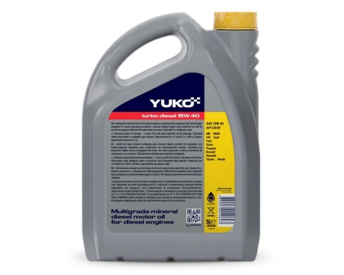 Моторна олива Yuko TURBO DIESEL 15W-40 5л (4820070240603) Моторна олива Yuko TURBO DIESEL 15W-40 5л (4820070240603)