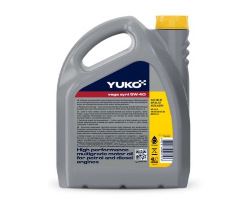 Моторна олива Yuko VEGA SYNT 5W-40 4л (4823110401453) Моторна олива Yuko VEGA SYNT 5W-40 4л (4823110401453)