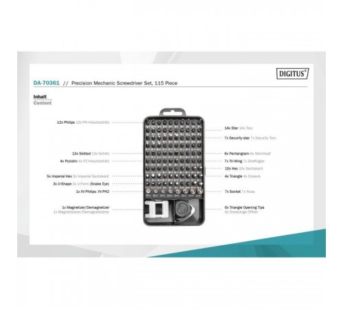 Набір інструментів Digitus Precision Screwdriver Set 115 (DA-70361) Набір інструментів Digitus Precision Screwdriver Set 115 (DA-70361)