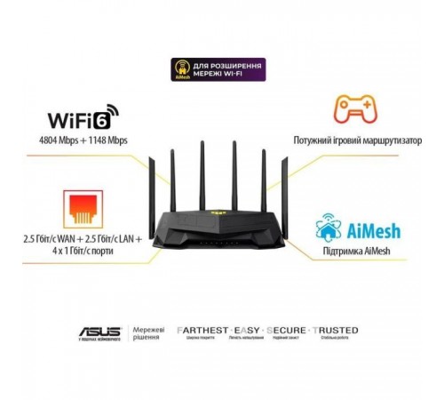 Маршрутизатор ASUS TUF-AX6000 (90IG07X0-MO3C00) Маршрутизатор ASUS TUF-AX6000 (90IG07X0-MO3C00)