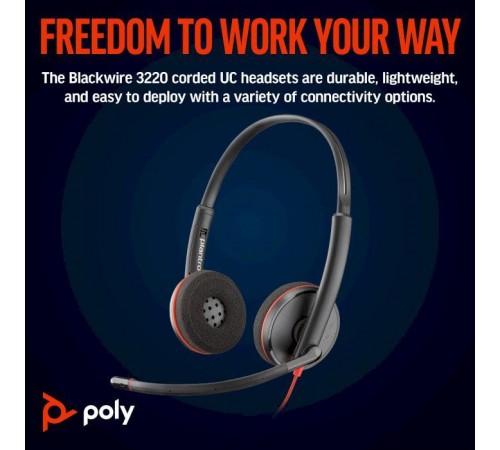 Навушники Poly Blackwire 3220 USB-A/C (8X228AA) Навушники Poly Blackwire 3220 USB-A/C (8X228AA)