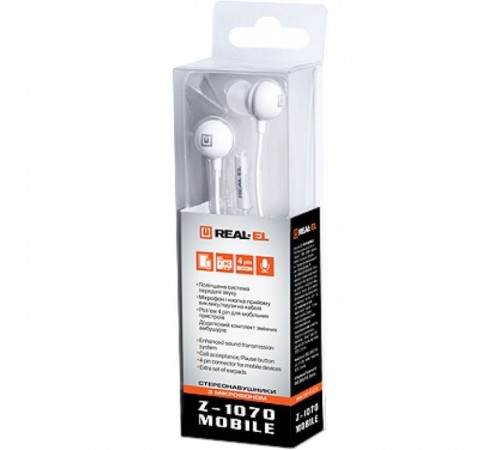 Наушники REAL-EL Z-1070 Mobile White (EL124100032) Наушники REAL-EL Z-1070 Mobile White (EL124100032)