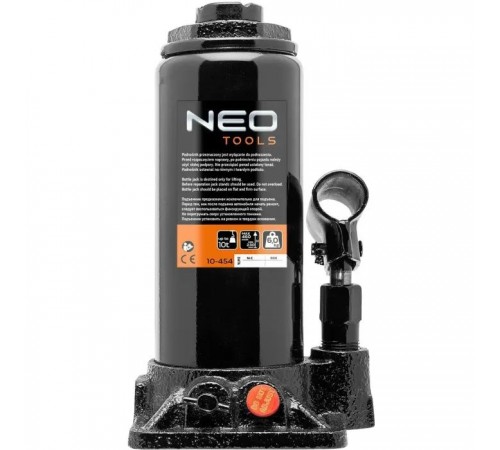Домкрат Neo Tools гідравлічний пляшковий 10т, 230-456мм (10-454) Домкрат Neo Tools гідравлічний пляшковий 10т, 230-456мм (10-454)