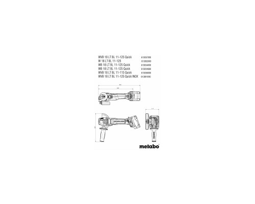 Шліфувальна машина Metabo Шліфмашина кутова акумуляторна Metabo WVB 18 LT BL 11-125 Quick 125мм (613057660) Шліфувальна машина Metabo Шліфмашина кутова акумуляторна Metabo WVB 18 LT BL 11-125 Quick 125мм (613057660)