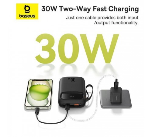 Батарея универсальная Baseus QPow2 20000mAh 30W, с 2*Type-C Cable, Black (P10055009113-00) Батарея универсальная Baseus QPow2 20000mAh 30W, с 2*Type-C Cable, Black (P10055009113-00)