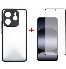 Чохол до мобільного телефона Dengos Kit Xiaomi Redmi Note 14 5G case Matte + glass (Black) (DG-KM-127)