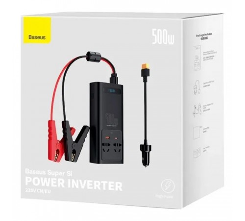 Автомобільний інвертор 12V/220V 500W Super Si Power Inverter CN/EU Black Baseus (CGNB000101) Автомобільний інвертор 12V/220V 500W Super Si Power Inverter CN/EU Black Baseus (CGNB000101)