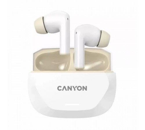 Наушники Canyon Hexagon 7 TWS ANC+ENC Wireless Charge White/Beige (CNS-TWS7WB) Наушники Canyon Hexagon 7 TWS ANC+ENC Wireless Charge White/Beige (CNS-TWS7WB)