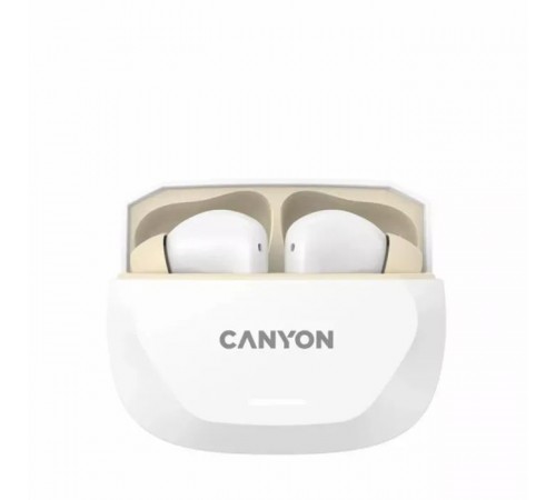 Наушники Canyon Hexagon 7 TWS ANC+ENC Wireless Charge White/Beige (CNS-TWS7WB) Наушники Canyon Hexagon 7 TWS ANC+ENC Wireless Charge White/Beige (CNS-TWS7WB)