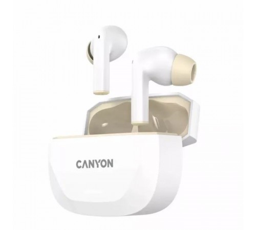 Наушники Canyon Hexagon 7 TWS ANC+ENC Wireless Charge White/Beige (CNS-TWS7WB) Наушники Canyon Hexagon 7 TWS ANC+ENC Wireless Charge White/Beige (CNS-TWS7WB)