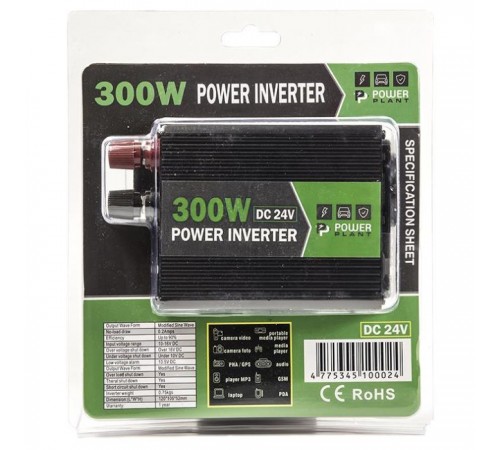 Автомобільний інвертор 24V/220V 300W, USB 5V 1A, HYM300-242 PowerPlant (KD00MS0002) Автомобільний інвертор 24V/220V 300W, USB 5V 1A, HYM300-242 PowerPlant (KD00MS0002)
