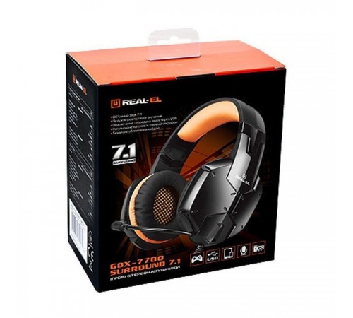 Навушники REAL-EL GDX-7700 SURROUND 7.1 black-orange Навушники REAL-EL GDX-7700 SURROUND 7.1 black-orange