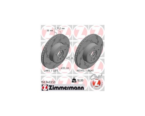 Тормозной диск ZIMMERMANN 150.3403.53 Тормозной диск ZIMMERMANN 150.3403.53