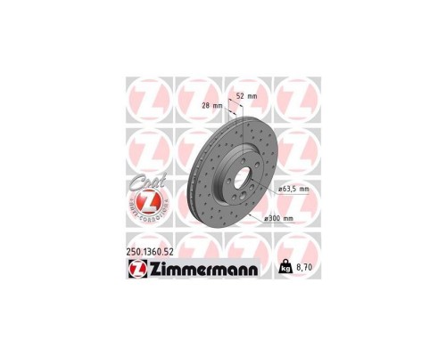 Тормозной диск ZIMMERMANN 250.1360.52 Тормозной диск ZIMMERMANN 250.1360.52