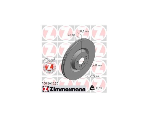 Тормозной диск ZIMMERMANN 400.3670.20 Тормозной диск ZIMMERMANN 400.3670.20