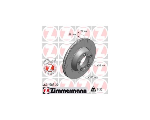 Тормозной диск ZIMMERMANN 460.1583.20 Тормозной диск ZIMMERMANN 460.1583.20