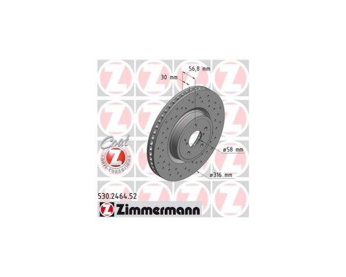 Тормозной диск ZIMMERMANN 530.2464.52 Тормозной диск ZIMMERMANN 530.2464.52