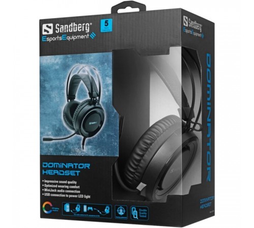 Навушники Sandberg Dominator Headset RGB Black (126-22) Навушники Sandberg Dominator Headset RGB Black (126-22)