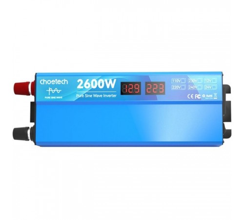Автомобільний інвертор Choetech 12/220V 1300Вт, чиста синусоїда (CJ2600Q-V2) Автомобільний інвертор Choetech 12/220V 1300Вт, чиста синусоїда (CJ2600Q-V2)