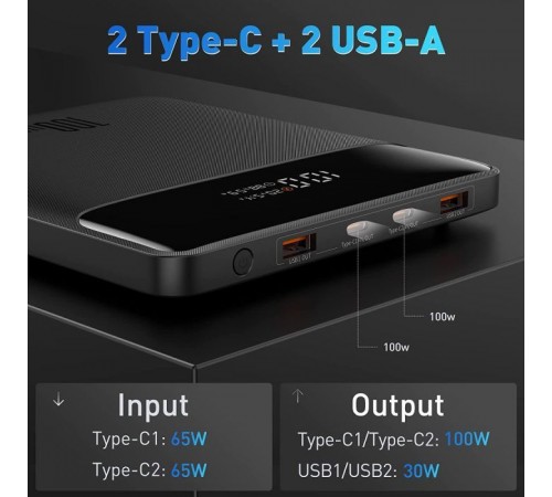 Батарея универсальная Baseus Blade Digital Display 20000mAh PD/100W, Black (PPDGL-01, PPBLD100-S) (PPBL000201) Батарея универсальная Baseus Blade Digital Display 20000mAh PD/100W, Black (PPDGL-01, PPBLD100-S) (PPBL000201)