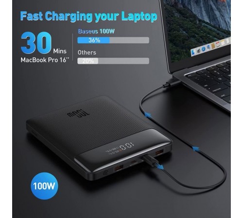 Батарея универсальная Baseus Blade Digital Display 20000mAh PD/100W, Black (PPDGL-01, PPBLD100-S) (PPBL000201) Батарея универсальная Baseus Blade Digital Display 20000mAh PD/100W, Black (PPDGL-01, PPBLD100-S) (PPBL000201)