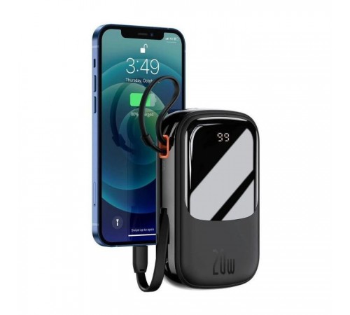 Батарея универсальная Baseus Qpow 20000mAh 20W, PD/3.0, QC/3.0, built-in lightning, black (PPQD060201) Батарея универсальная Baseus Qpow 20000mAh 20W, PD/3.0, QC/3.0, built-in lightning, black (PPQD060201)