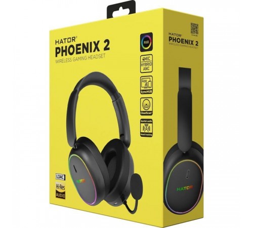 Наушники Hator Phoenix 2 Wireless Hi-Res SyncHUB connection Black (ESH40) Наушники Hator Phoenix 2 Wireless Hi-Res SyncHUB connection Black (ESH40)